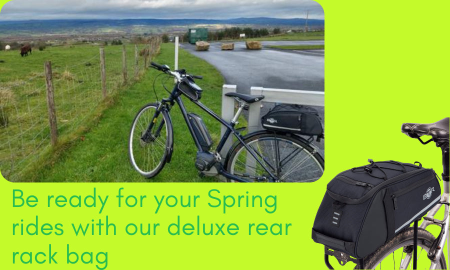 Be ready for your Spring rides with our Deluxe Water Resistant REAR RACK PANNIER BAG