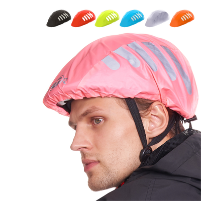 BTR waterproof pink hi vis cycling helmet cover with reflective strips