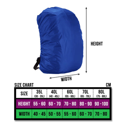 BTR Waterproof Backpack and Rucksack Covers. 35L - 70L - Five Colours
