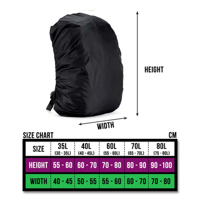BTR Waterproof Backpack and Rucksack Covers. 35L - 70L - Five Colours