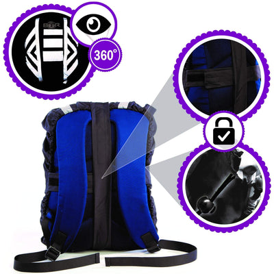 BTR Waterproof High Vis Reflective Backpack Rain Cover with 2 x LED Bicycle Lights