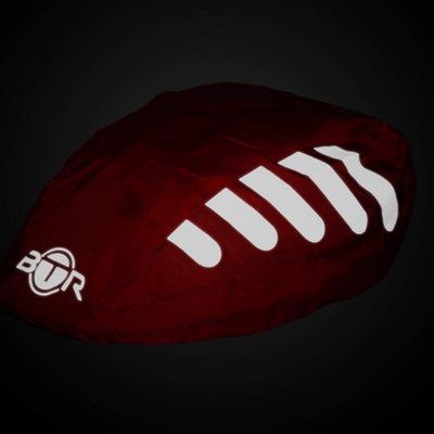 Waterproof high viz reflective red bike helmet cover at night