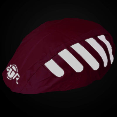 Waterproof high viz reflective pink bike helmet cover at night