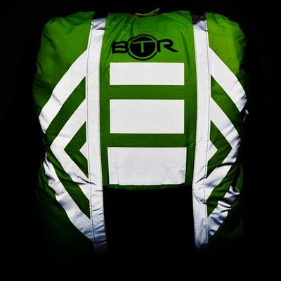 BTR Waterproof High Vis Reflective Backpack Rain Cover with Red LED Bike Light