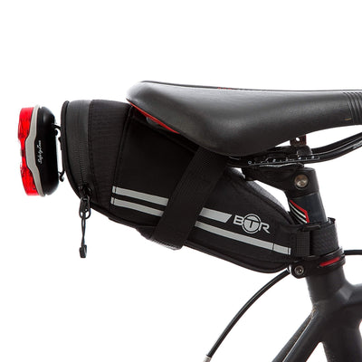 BTR Saddle Wedge Bike Bag & Reflective Trim & Rear Bicycle Light Loop
