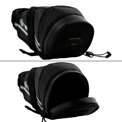 BTR Saddle Wedge Bike Bag & Reflective Trim & Rear Bicycle Light Loop