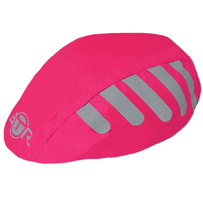 Waterproof high viz reflective pink bike helmet cover