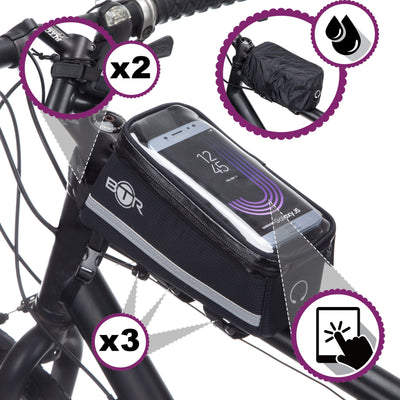 BTR Deluxe Bike Bag Phone Holder, Phone Mount & Waterproof Rain Cover GEN 5