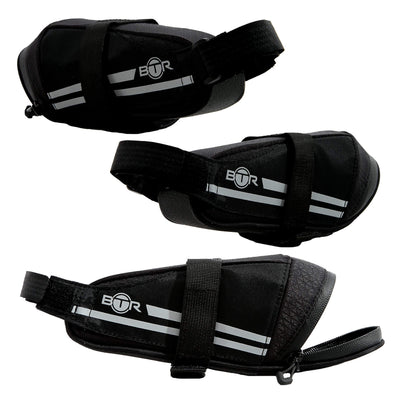 BTR Saddle Wedge Bike Bag & Reflective Trim & Rear Bicycle Light Loop