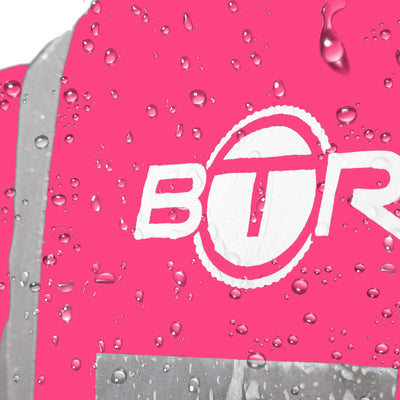 Pink high visibility backpack cover with reflective tape waterproof image