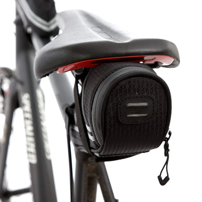 BTR Saddle Wedge Bike Bag & Reflective Trim & Rear Bicycle Light Loop