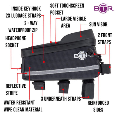 BTR Bike Crossbar Frame Bike Bag with Mobile Phone Holder - Gen 6