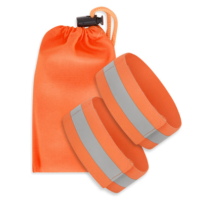 High Vis Orange Reflective Ankle & Arm Bands For Cycling & Running