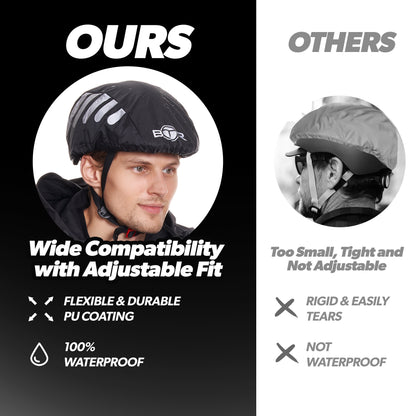 BTR black cycling helmet cover, wide compatibility with adjustable fit