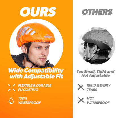 BTR orange cycling helmet cover, wide compatibility with adjustable fit