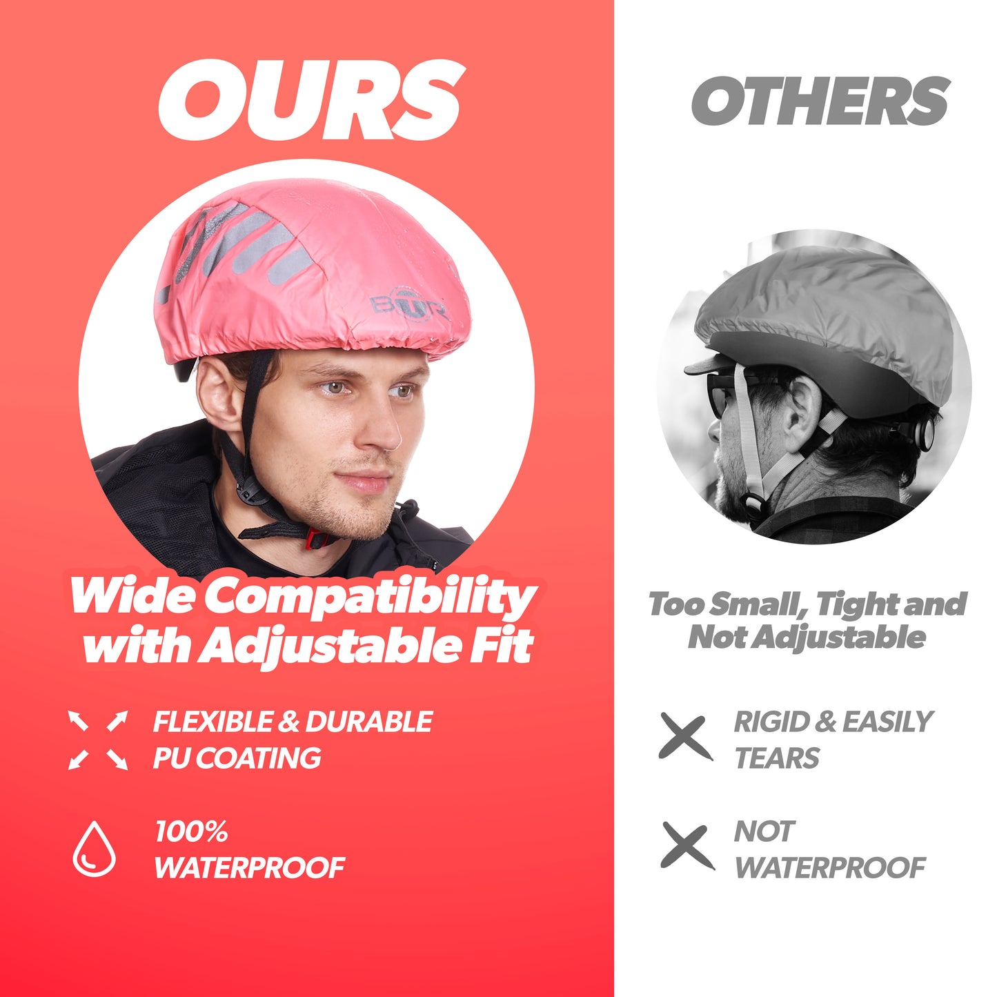 BTR pink cycling helmet cover, wide compatibility with adjustable fit