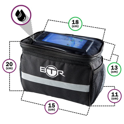 BTR Handlebar Bike Bag & LED Lights Cycling Bundle