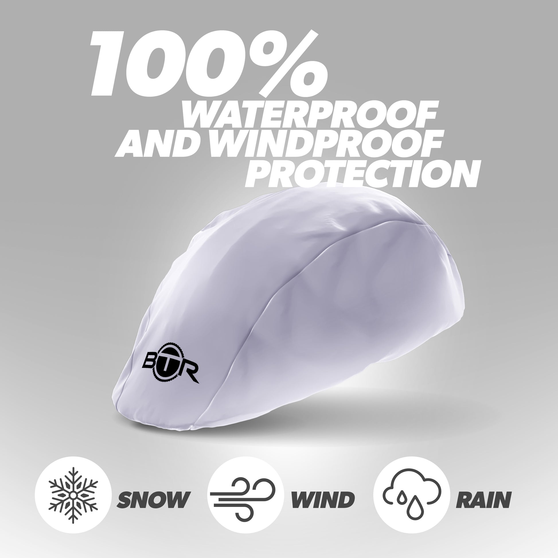 BTR silver helmet cover with 100% waterproof and windproof protection against snow, wind and rain