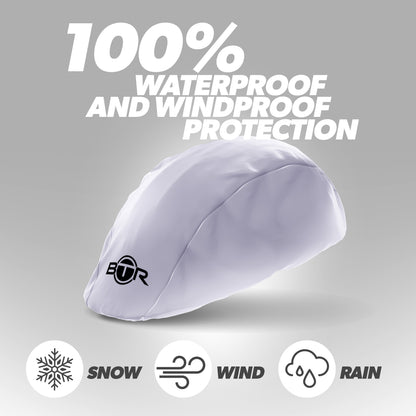 BTR silver helmet cover with 100% waterproof and windproof protection against snow, wind and rain