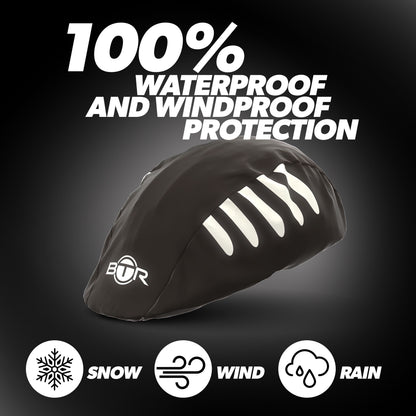 BTR black helmet cover with 100% waterproof and windproof protection against snow, wind and rain