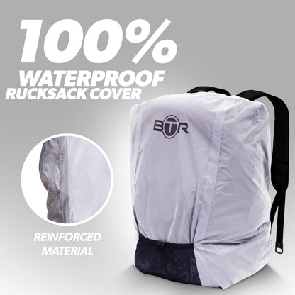 BTR silver 100% waterproof rucksack cover with reinforced material