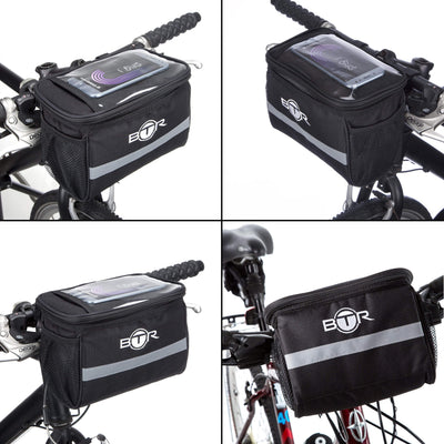 BTR Handlebar Bike Bag & LED Lights Cycling Bundle