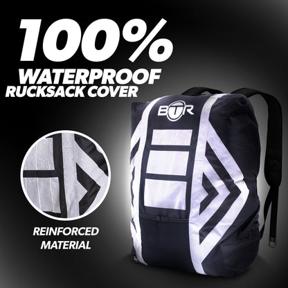 BTR black 100% waterproof rucksack cover with reinforced material
