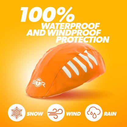 BTR orange helmet cover with 100% waterproof and windproof protection against snow, wind and rain