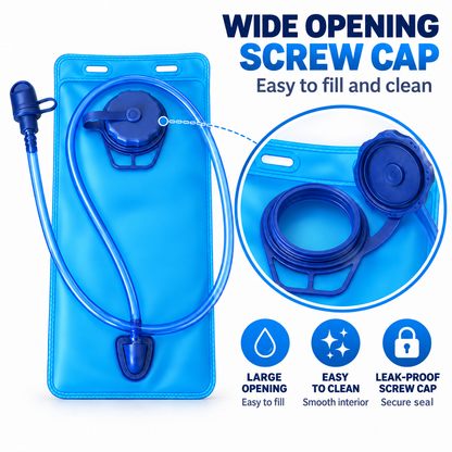 Wide screw cap opening on the BTR hydration bladder, easy to fill and clean