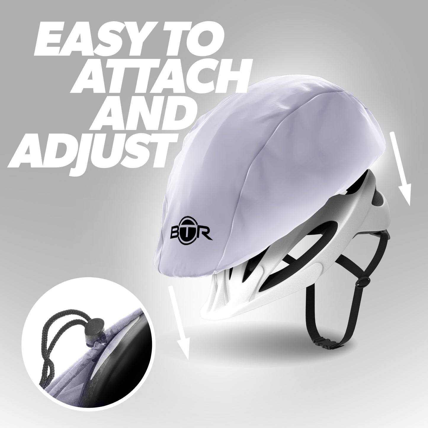 BTR silver waterproof helmet cover, easy to attach and adjust