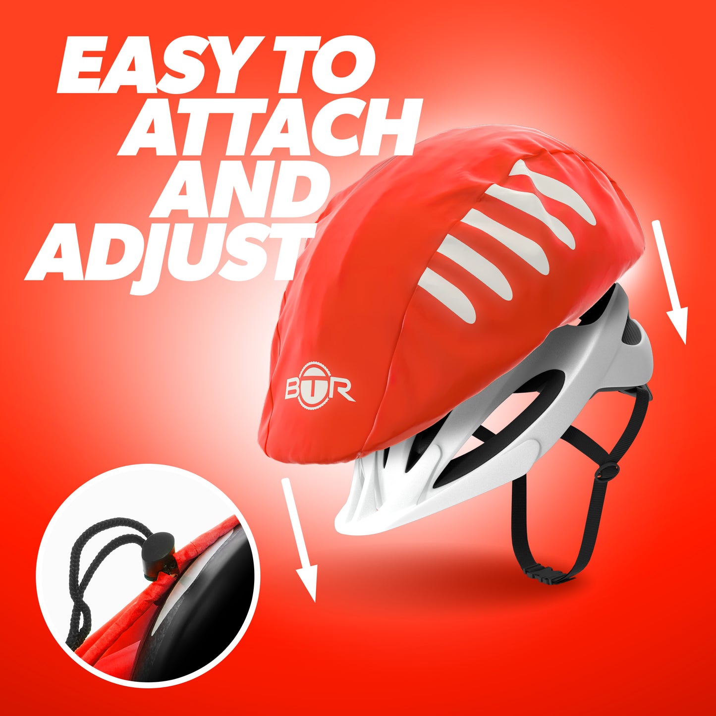 BTR red waterproof helmet cover, easy to attach and adjust