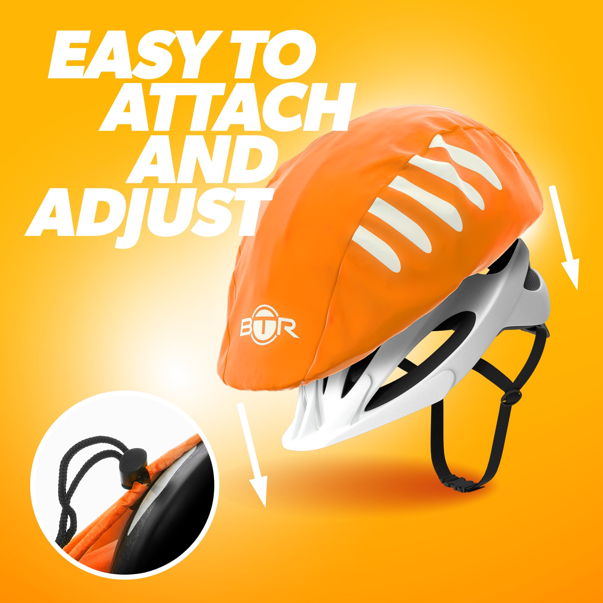 BTR orange waterproof helmet cover, easy to attach and adjust