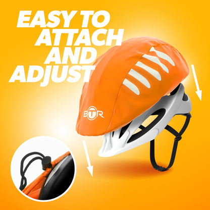 BTR orange waterproof helmet cover, easy to attach and adjust