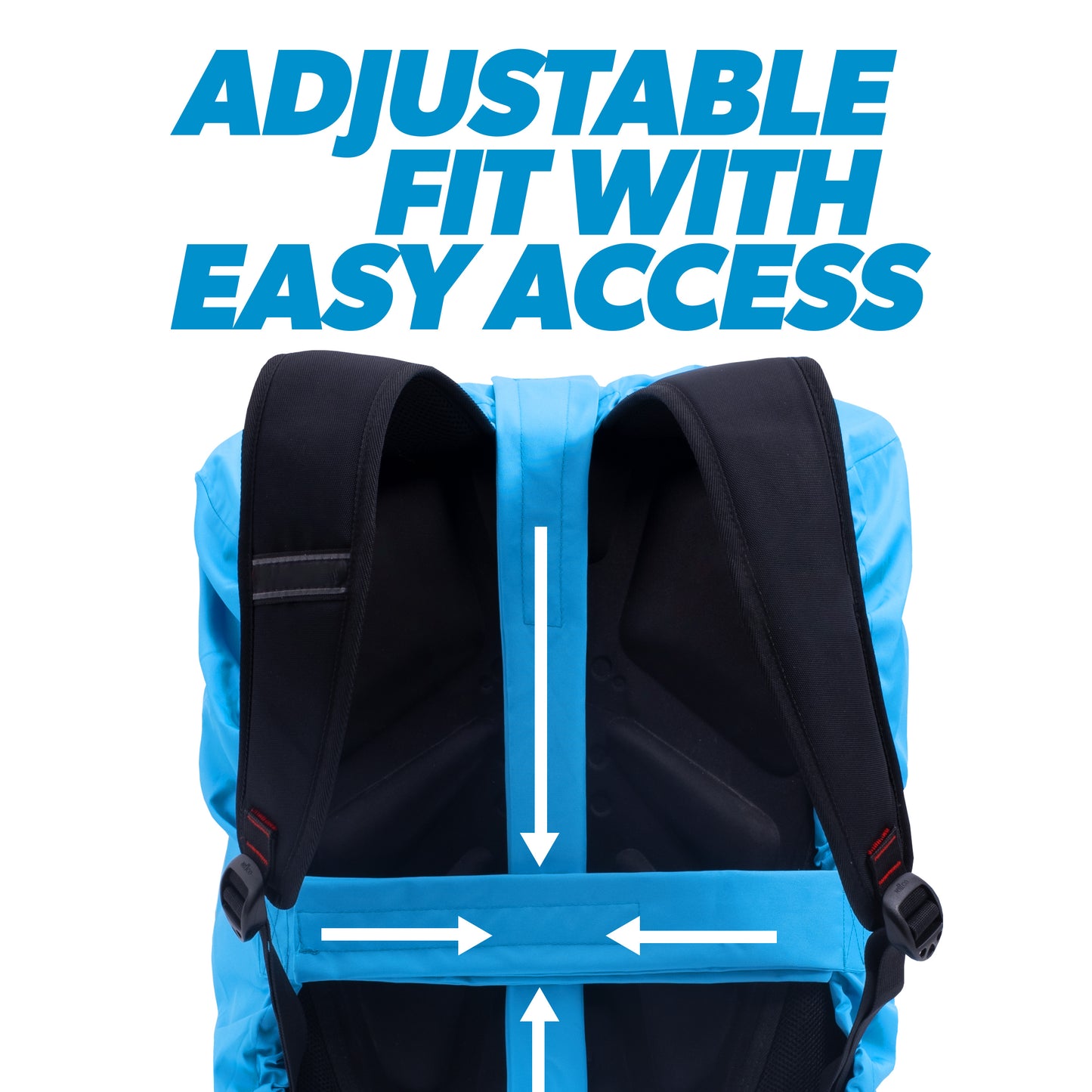 BTR blue rucksack cover with adjustable fit and easy access straps