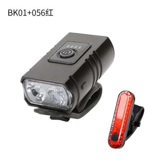 USB Rechargeable Bike Lights Set with Battery Indicator, 500 Lumen Twin T6 LED Front & COB Rear, Waterproof