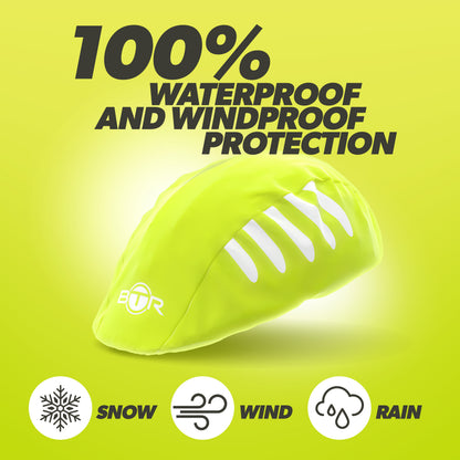 BTR yellow helmet cover with 100% waterproof and windproof protection against snow, wind and rain