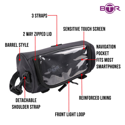 BTR Handlebar Bike Phone Bag & LED Lights Cycling Bundle
