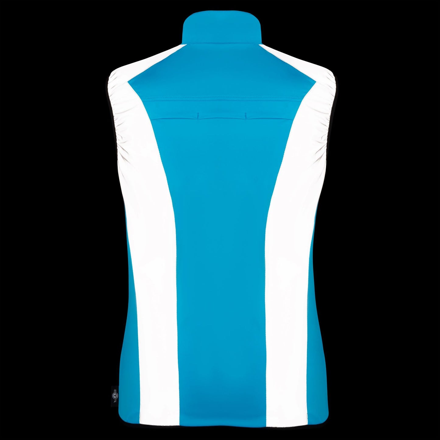 BTR womens blue gilet back view with reflective panels