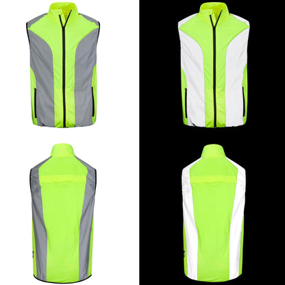 BTR mens yellow hi vis gilet front and back views