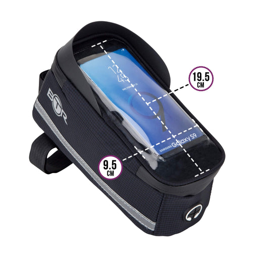 BTR Bike Top Tube Bag with Phone Holder - Waterproof Crossbar Frame Bag