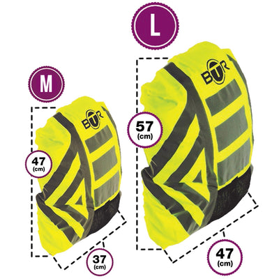 BTR Waterproof High Vis Reflective Backpack Rain Cover with 2 x LED Bicycle Lights