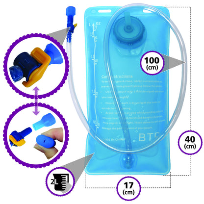 BTR 2L Hydration Bladder, BPA-Free Water Bag for Running, Cycling and Hiking