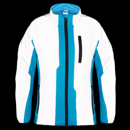 BTR womens blue reflective high vis jacket front view