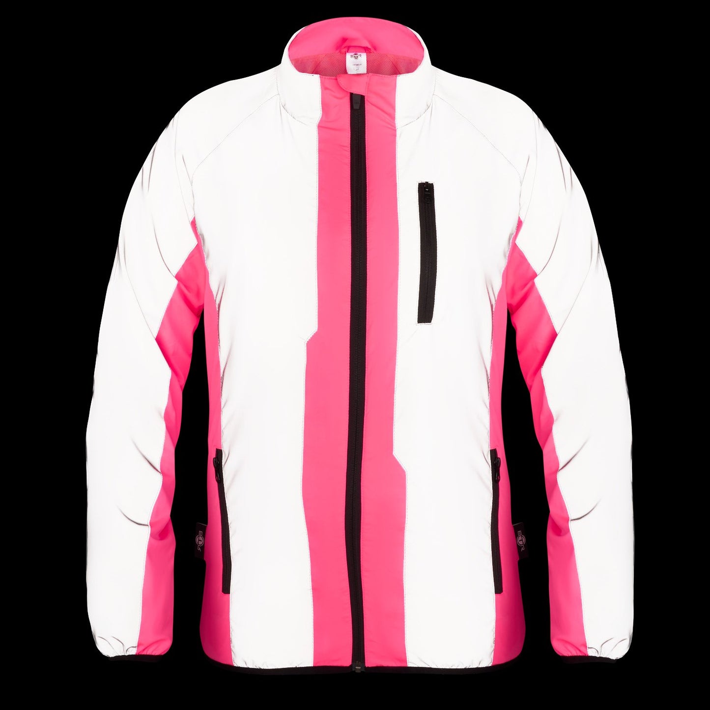 BTR womens pink reflective high vis jacket front view