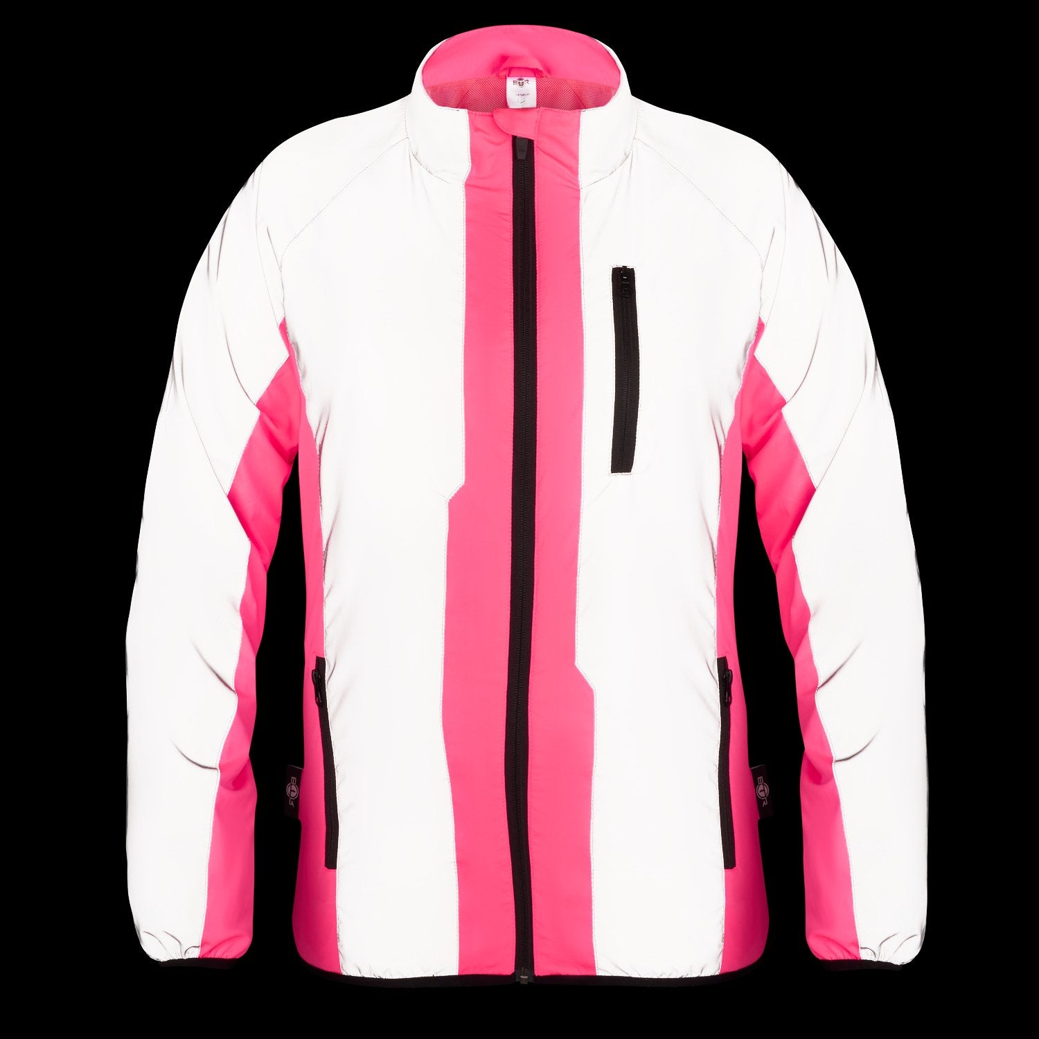 BTR womens pink reflective high vis jacket front view