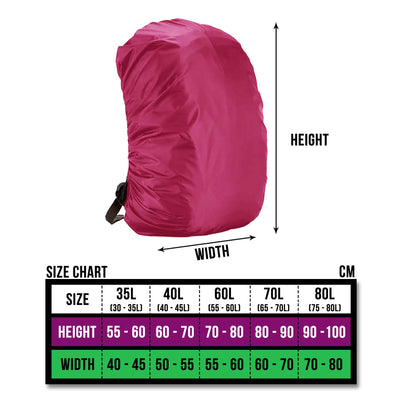 BTR Waterproof Backpack and Rucksack Covers. 35L - 70L - Five Colours