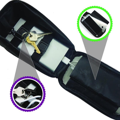 BTR Deluxe Bicycle Handlebar Bike Phone Bag with Built-in Sunvisor & 2 x LED Bicycle Lights