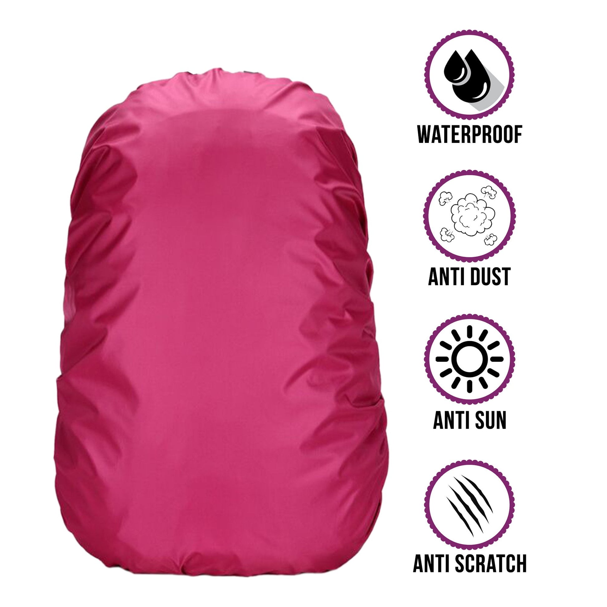 BTR pink waterproof rucksack cover front view