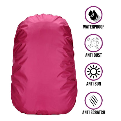 BTR pink waterproof rucksack cover front view
