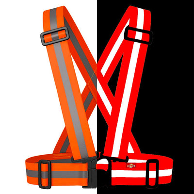 Fluorescent orage high visibility reflective sash for cycling and running